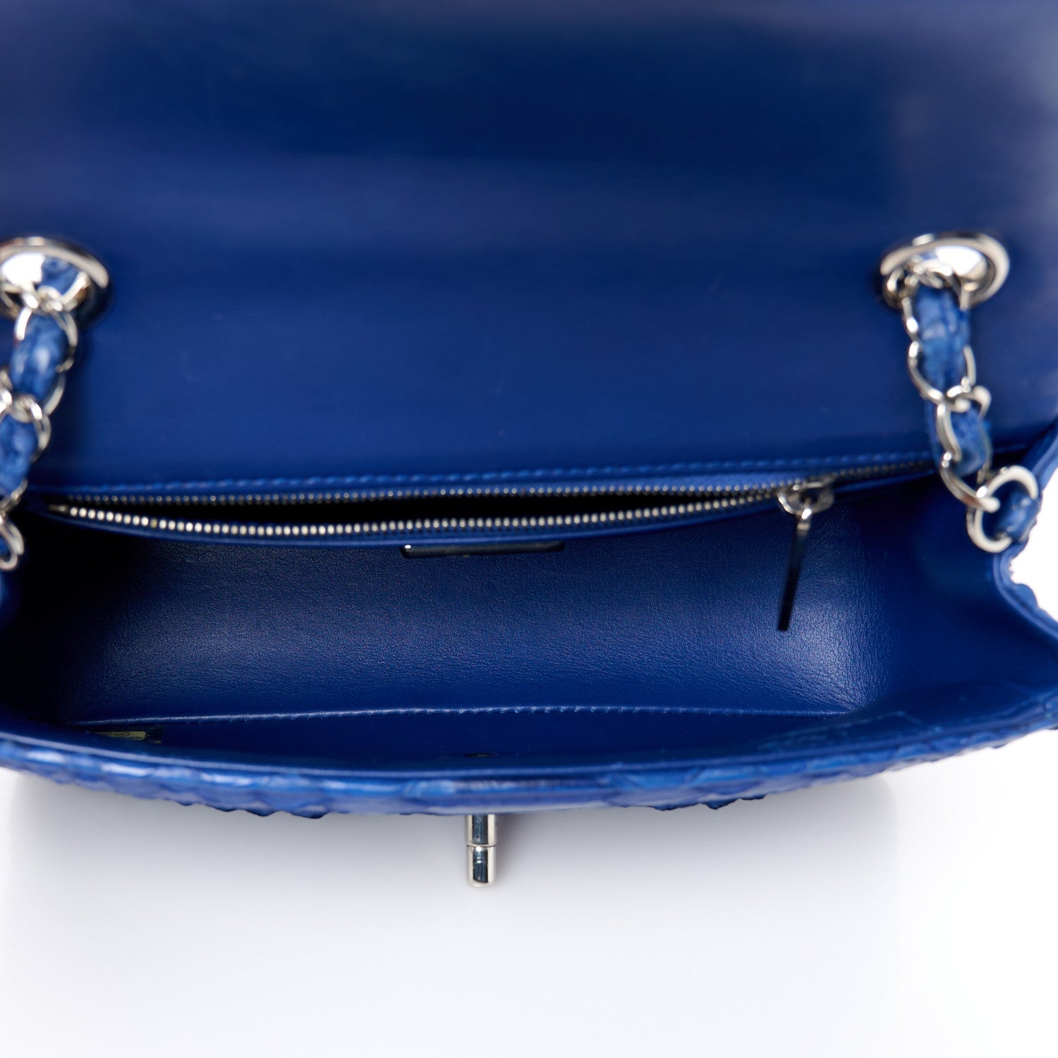 Chanel Snakeskin Mini Rectangular Flap Blue 5 of 11
