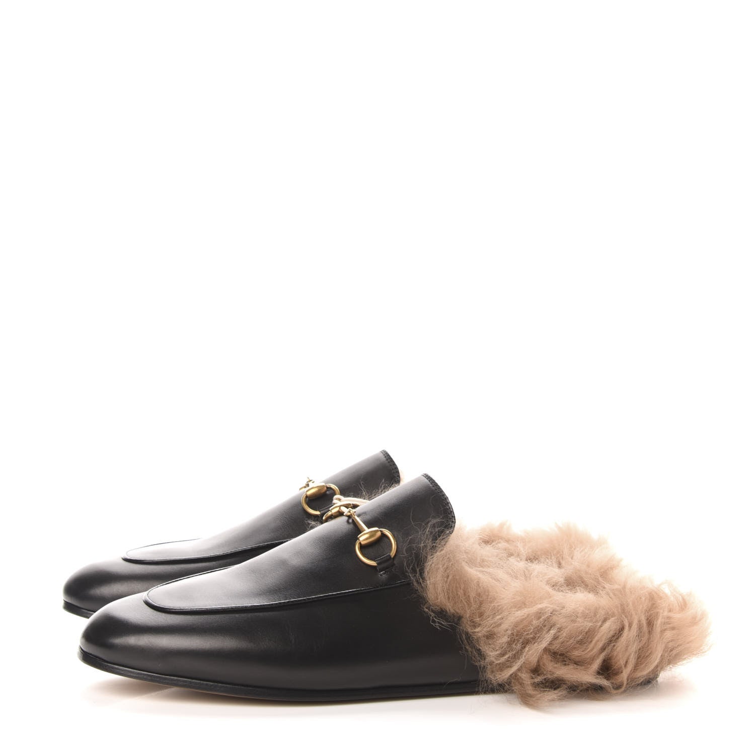 Gucci Calfskin Fur Womens Princetown Slippers 41 Black 3 of 8