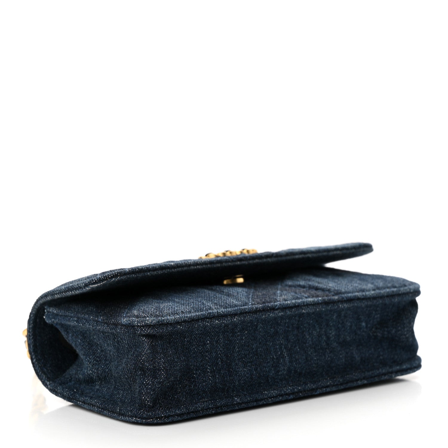 Chanel Denim Quilted Chanel 19 Flap Phone Holder With Chain Blue 4 of 11