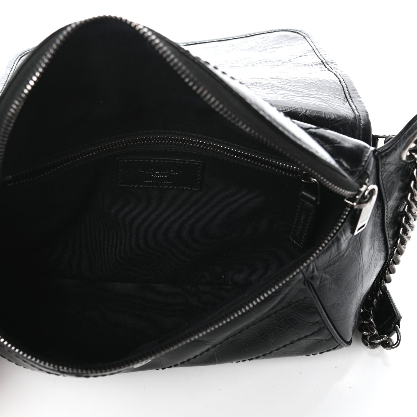 Crinkled Calfskin Matelasse Monogram Niki Body Bag Black