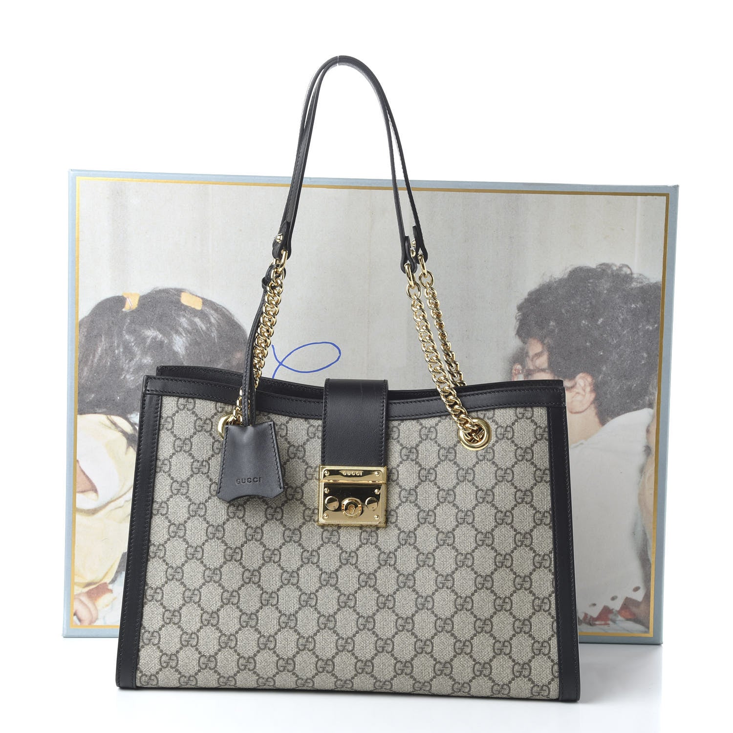 Gucci GG Supreme Monogram Medium Padlock Tote Black 11 of 11