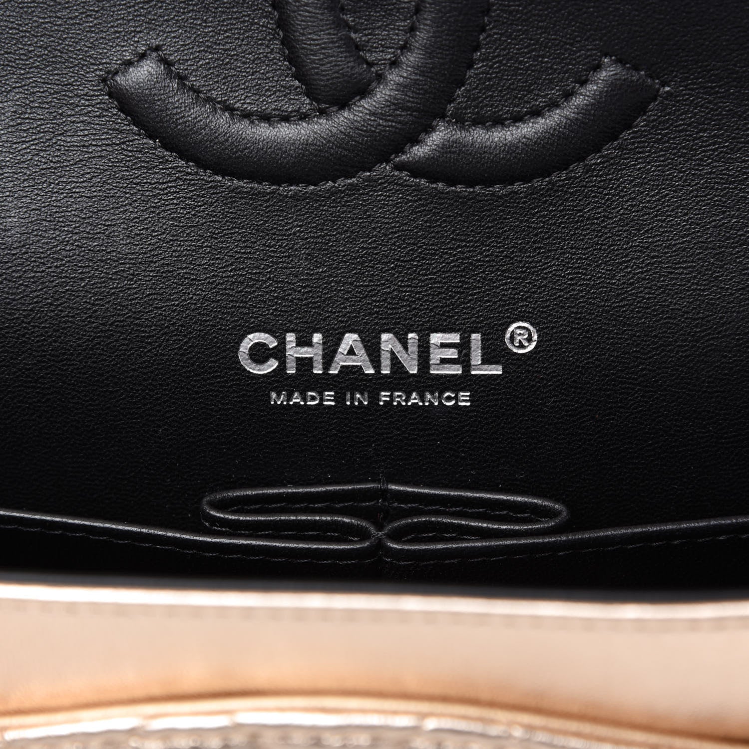 Chanel Metallic Lambskin Quilted Medium Double Flap Gold Black 8 of 11