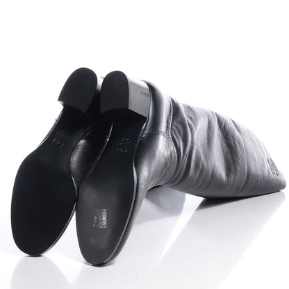Chanel CC Leather Knee High Riding Boots 9.5 Black 5 of 8