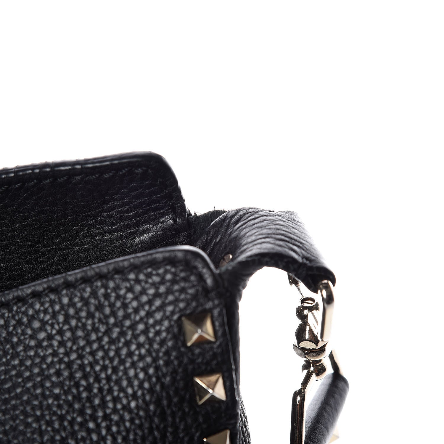 Valentino Garavani Pebbled Calfskin Large Rockstud Flip-Lock Messenger Bag Black 10 of 15