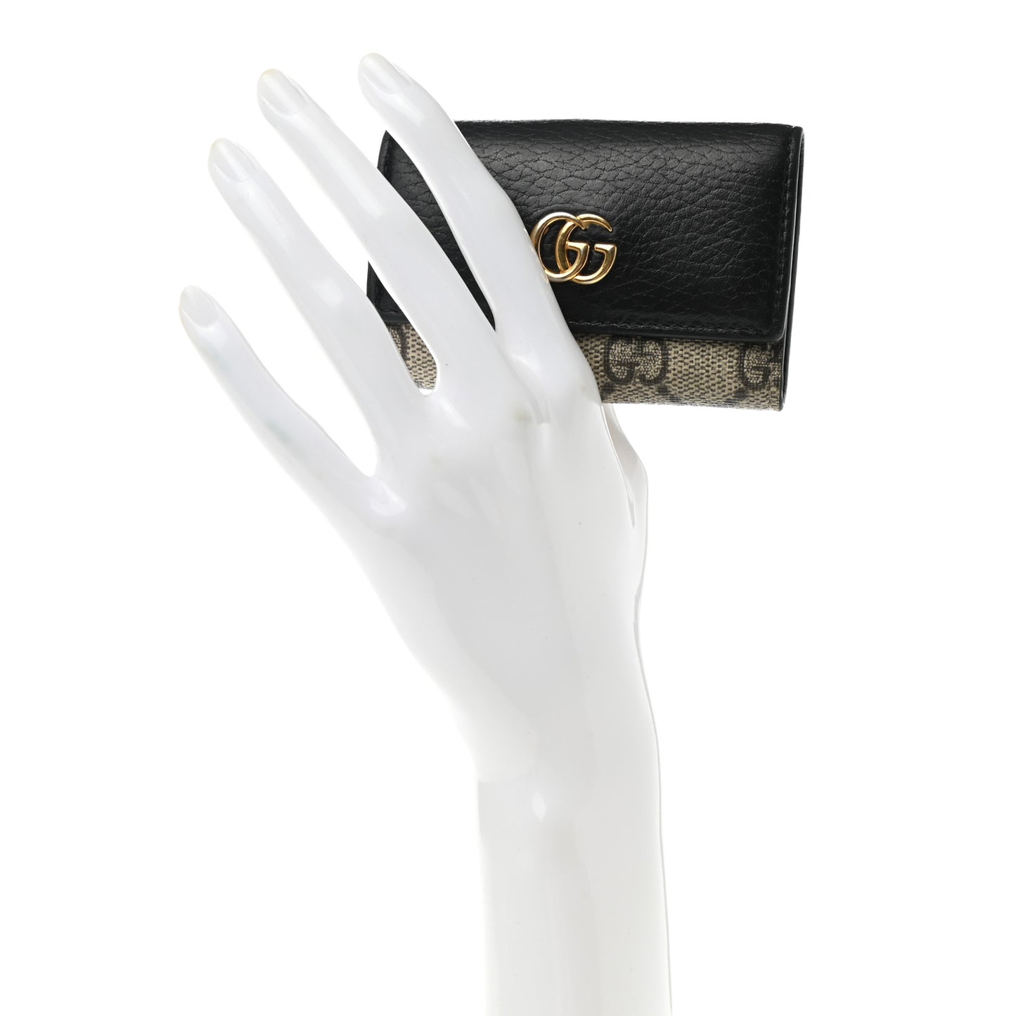 Dollar Calfskin GG Supreme Monogram GG Marmont 6 Key Holder Case Black Beige Ebony