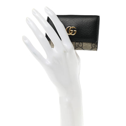 Gucci Dollar Calfskin GG Supreme Monogram GG Marmont 6 Key Holder Case Black Beige Ebony 2 of 8