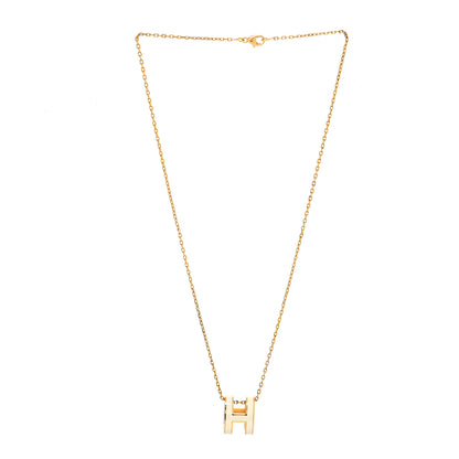 Hermes Lacquered Gold Pop H Pendant Necklace White 3 of 5