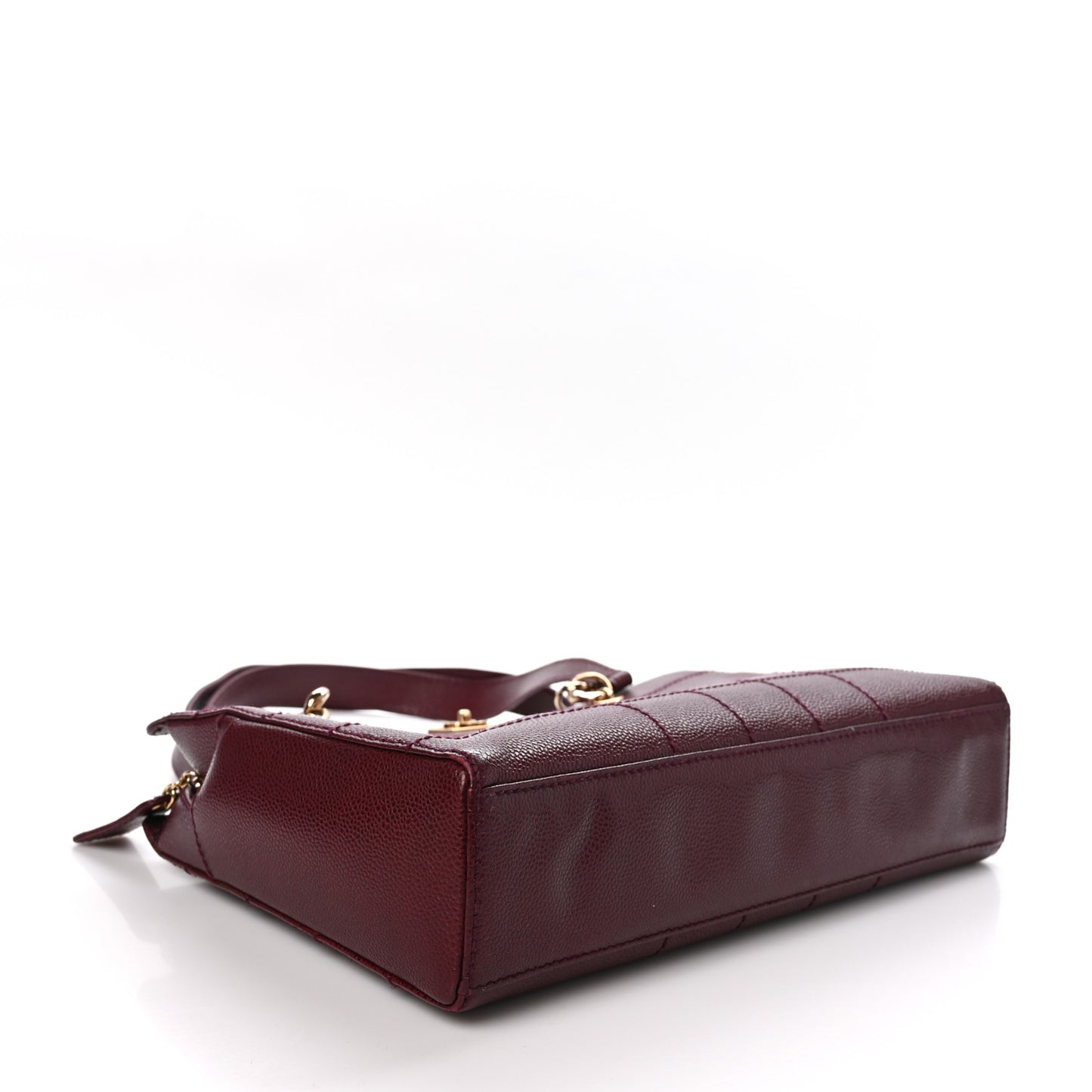 Caviar Stitched Chocolate Bar Shopping Tote Red
