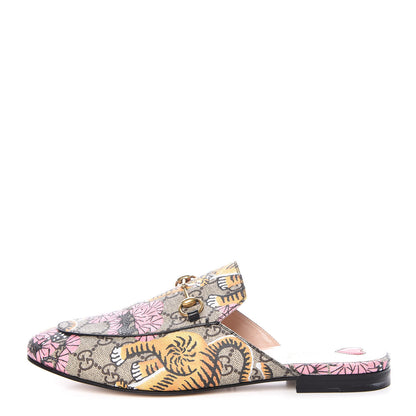 Gucci GG Supreme Monogram Bengal Womens Princetown Slippers 40.5 Beige Crop Pink 1 of 8