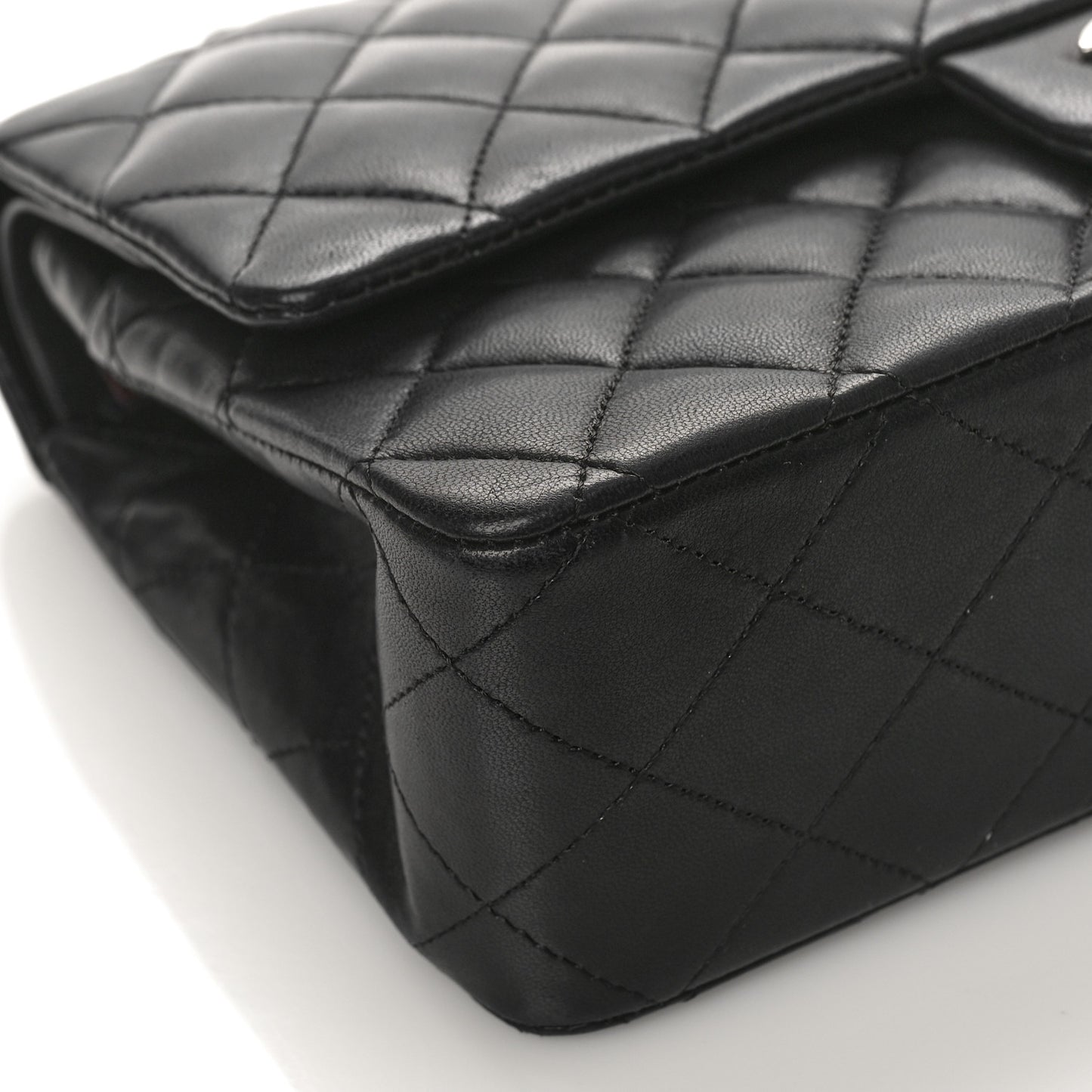Lambskin Quilted Medium Double Flap Black