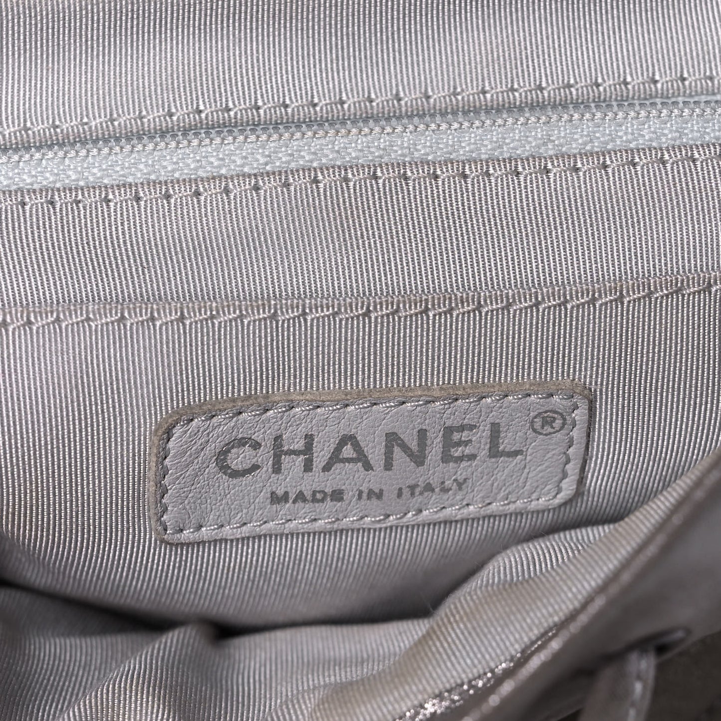 Metallic Calfskin Chevron Quilted Small Urban Spirit Backpack Silver