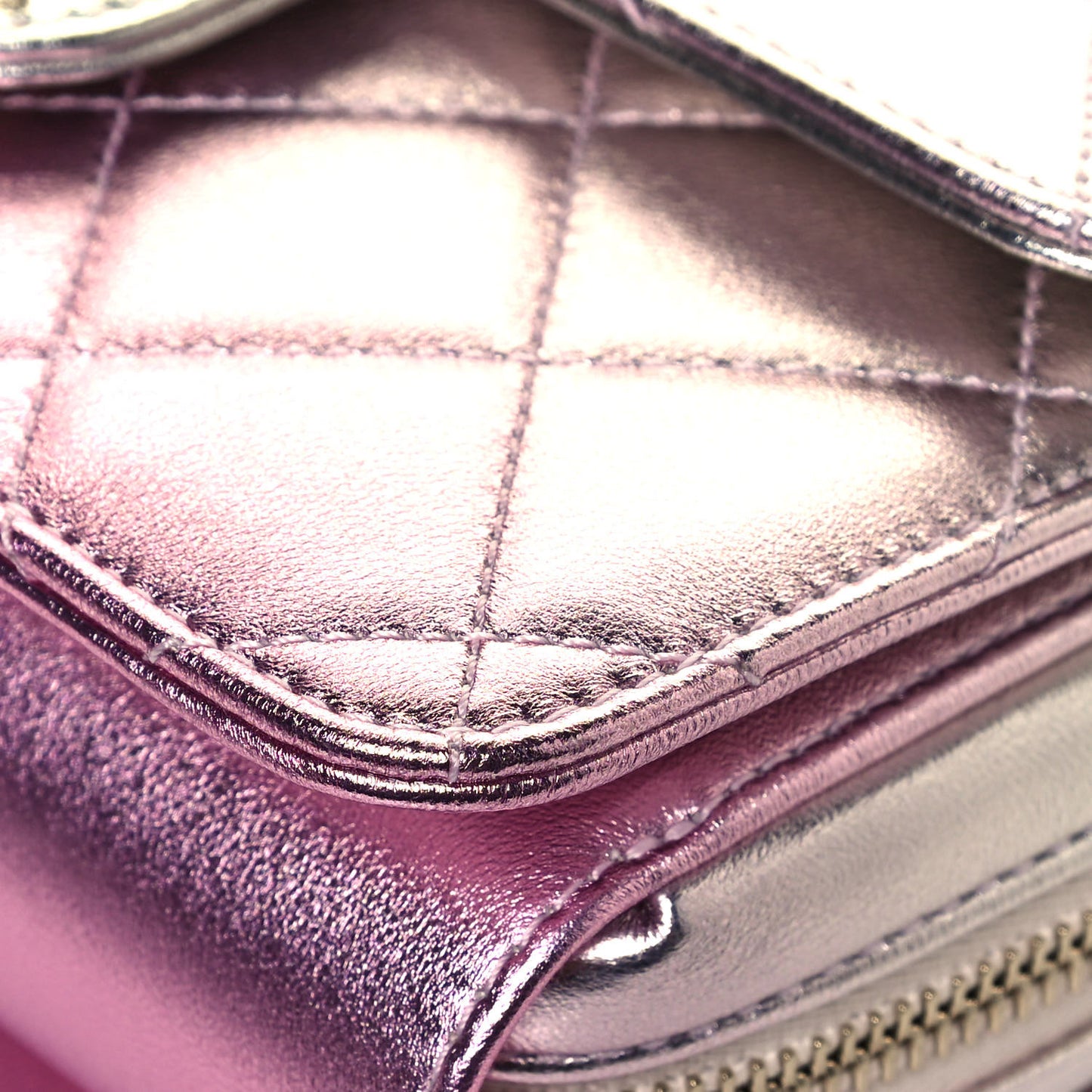 Metallic Lambskin Like A Wallet Flap Golden Pink