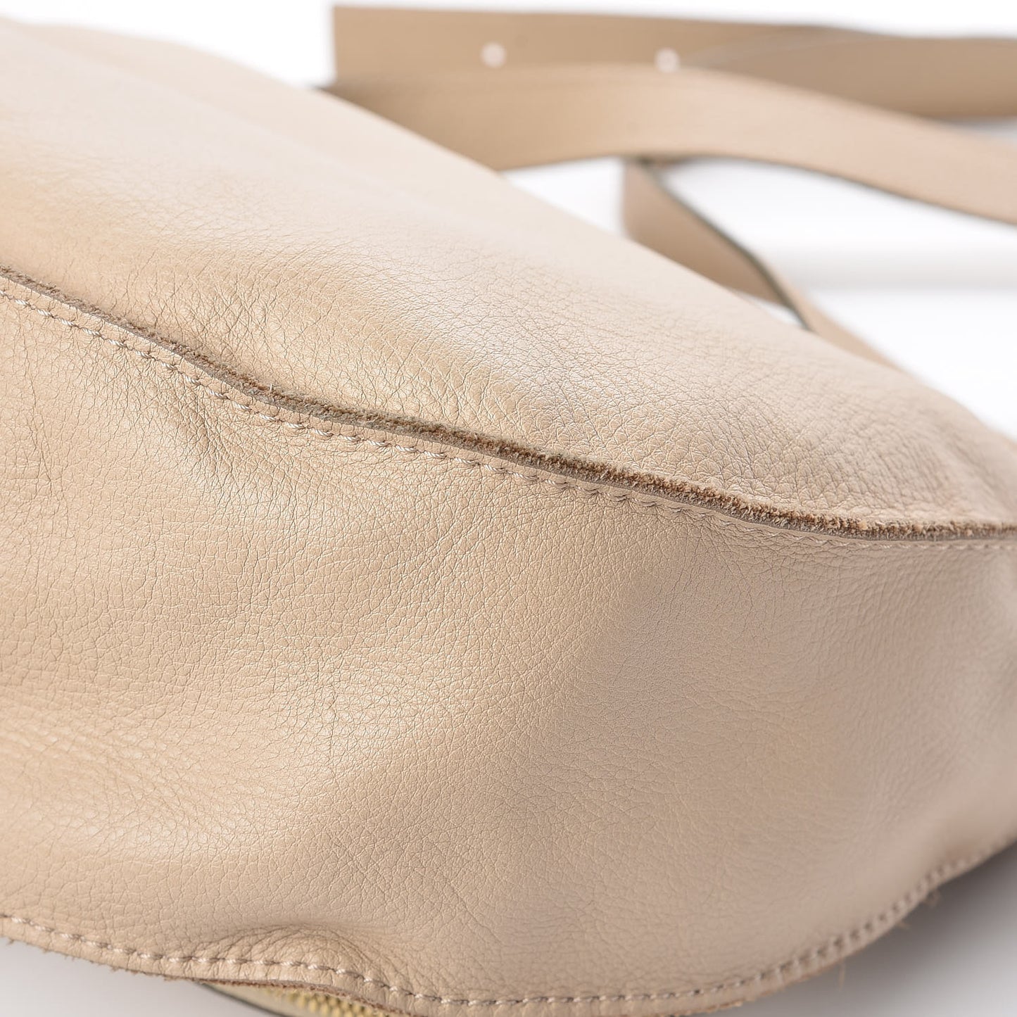 Calfskin Medium Marcie Round Zip Crossbody Bag Angora Beige