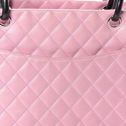Chanel Calfskin Quilted Large Cambon Tote Pink Black 11 of 13
