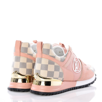Louis Vuitton Suede Damier Azur Run Away Sneakers 36.5 Pink 4 of 10