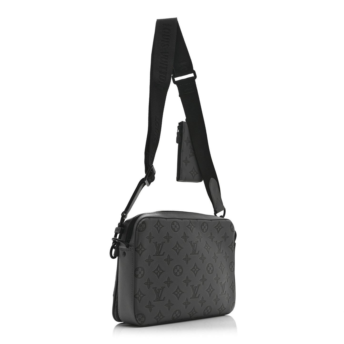 Calfskin Monogram Shadow Trio Messenger Anthracite Gray