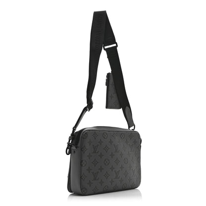 Louis Vuitton Calfskin Monogram Shadow Trio Messenger Anthracite Gray 3 of 11