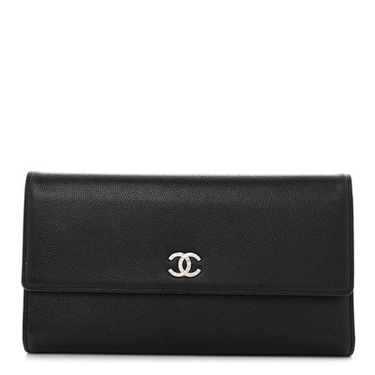 Chanel Caviar Sevruga Long Flap Wallet Black 1 of 11