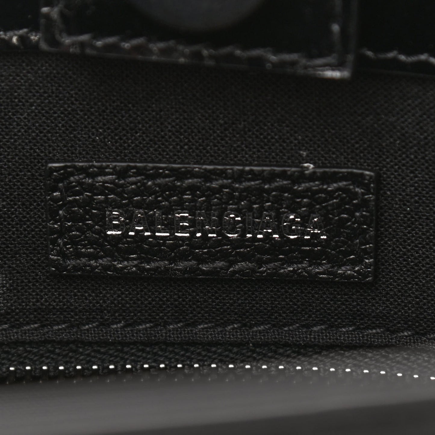 Shiny Calfskin Logo Crocodile Embossed North South Shopper Tote XXS Black White