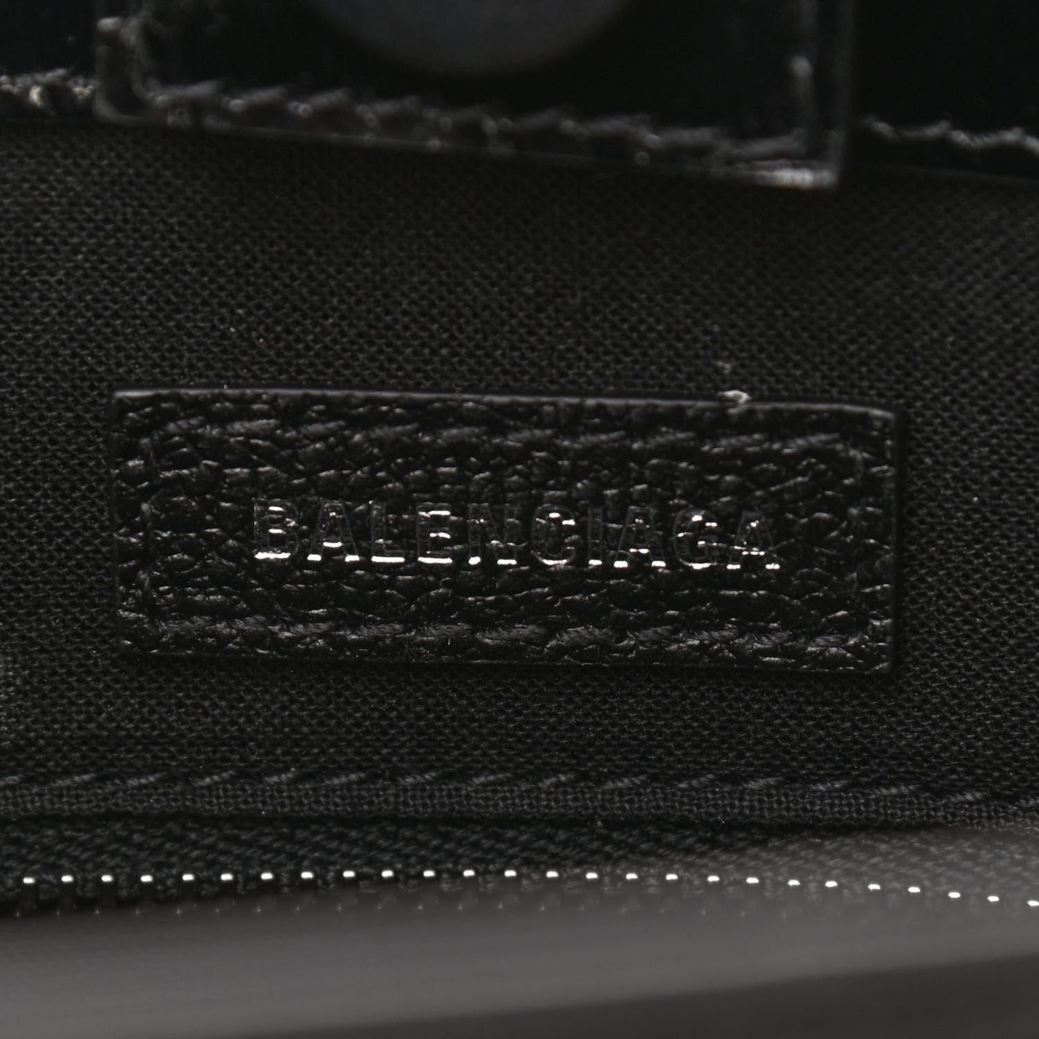 Balenciaga Shiny Calfskin Logo Crocodile Embossed North South Shopper Tote XXS Black White 6 of 8