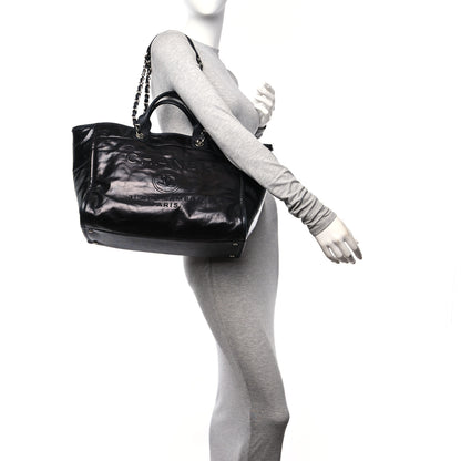 Chanel Glazed Calfskin Medium Deauville Tote Black 2 of 12