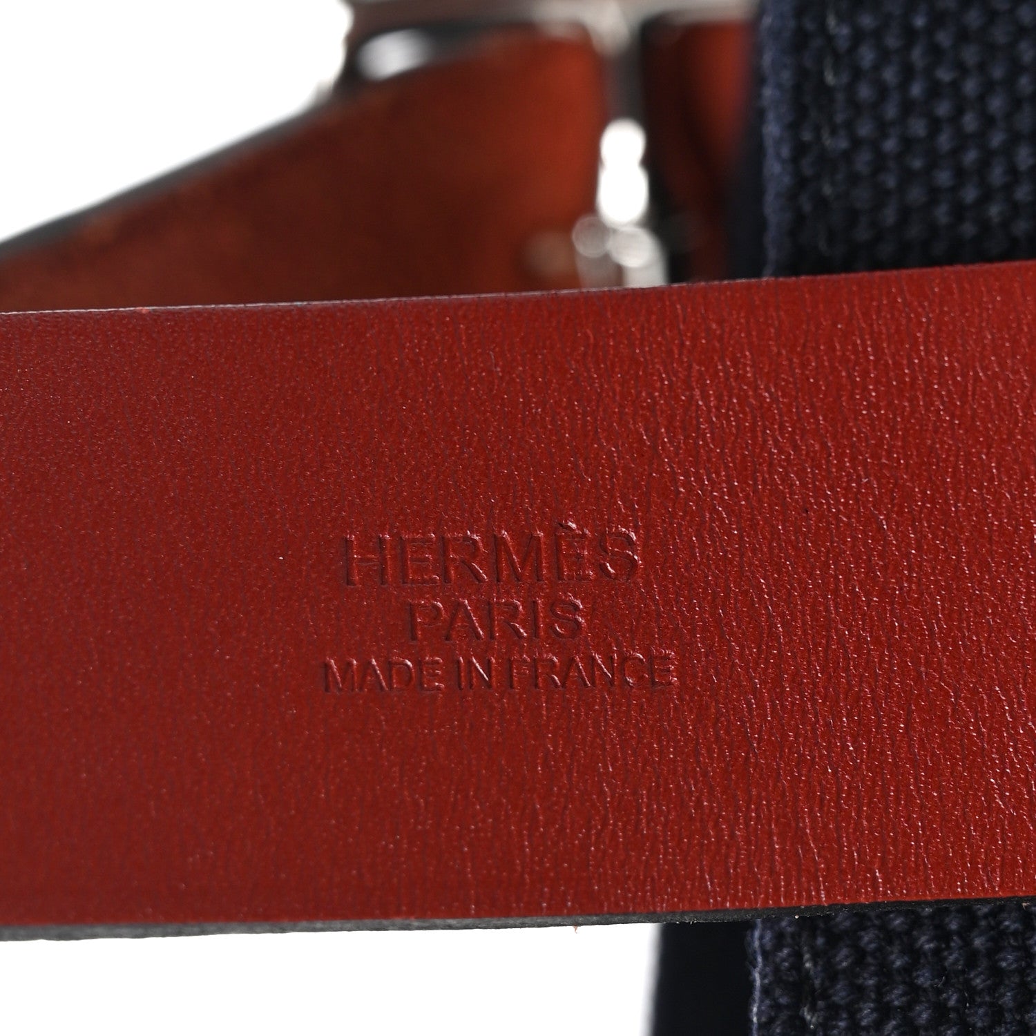 Hermes Toile Goeland Vache Hunter Etriviere Shopping Bag Bleu Nuit Rouge H 6 of 9