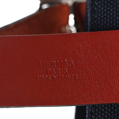 Hermes Toile Goeland Vache Hunter Etriviere Shopping Bag Bleu Nuit Rouge H 6 of 9