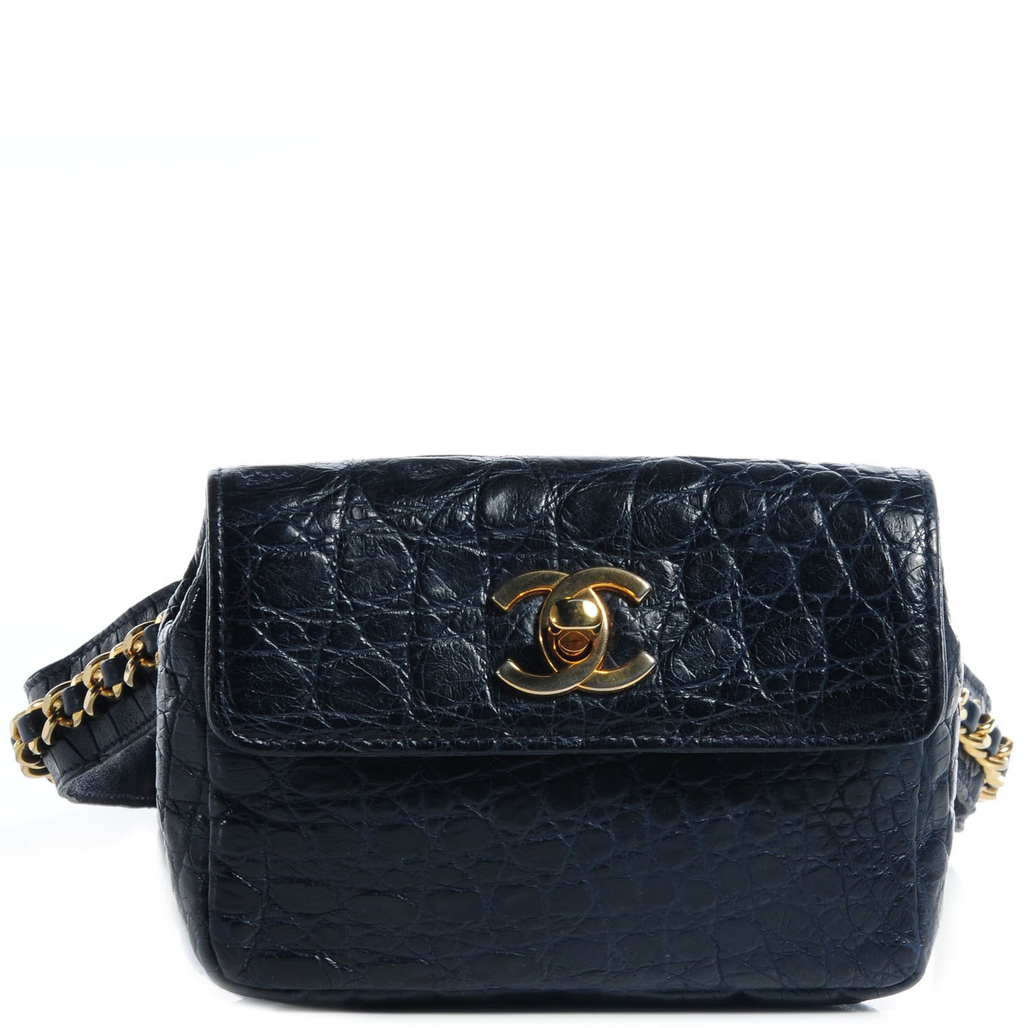 Alligator Flap Waist Belt Bag Navy Blue
