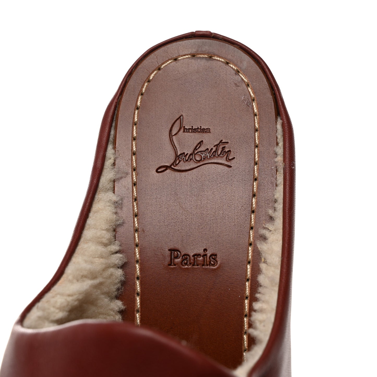 Calfskin Shearling Joan 130 Platform Mules 39 Burgundy