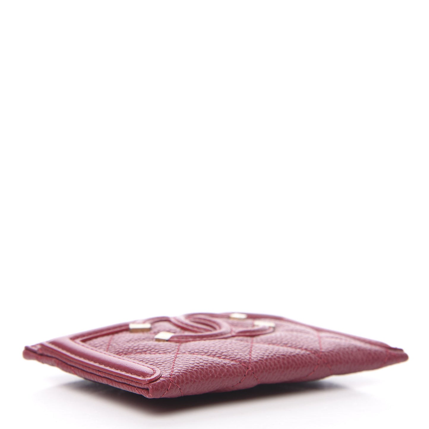 Caviar Quilted Filigree Card Holder Dark Red