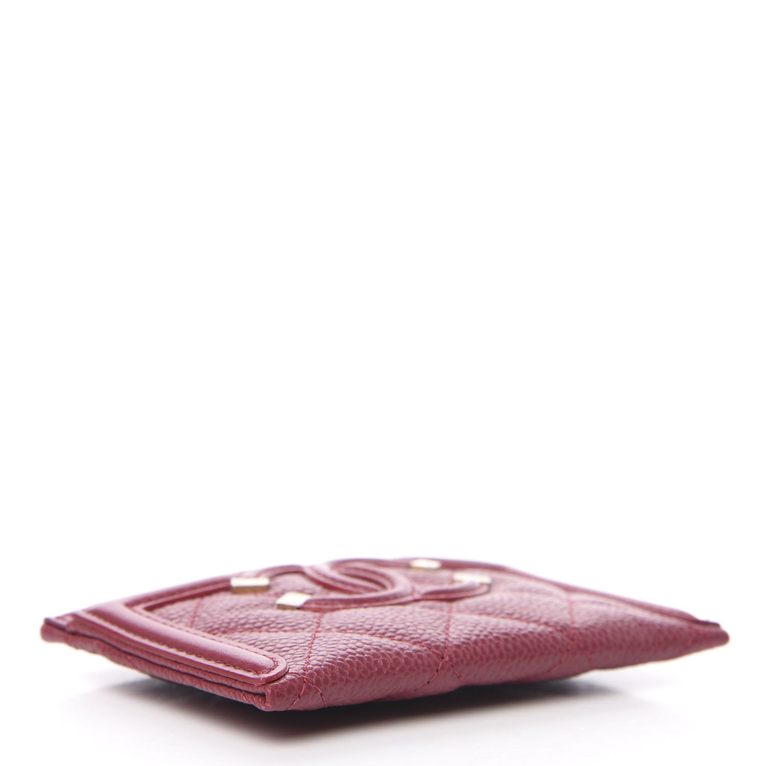 Chanel Caviar Quilted Filigree Card Holder Dark Red 4 of 8