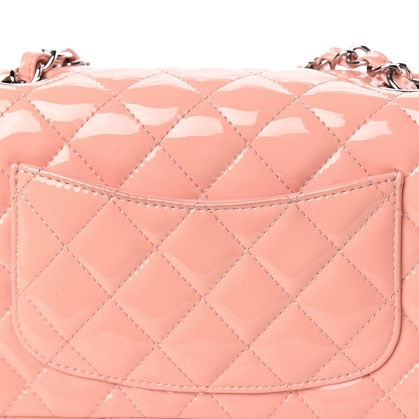 Patent Calfskin Quilted Mini Rectangular Flap Light Pink