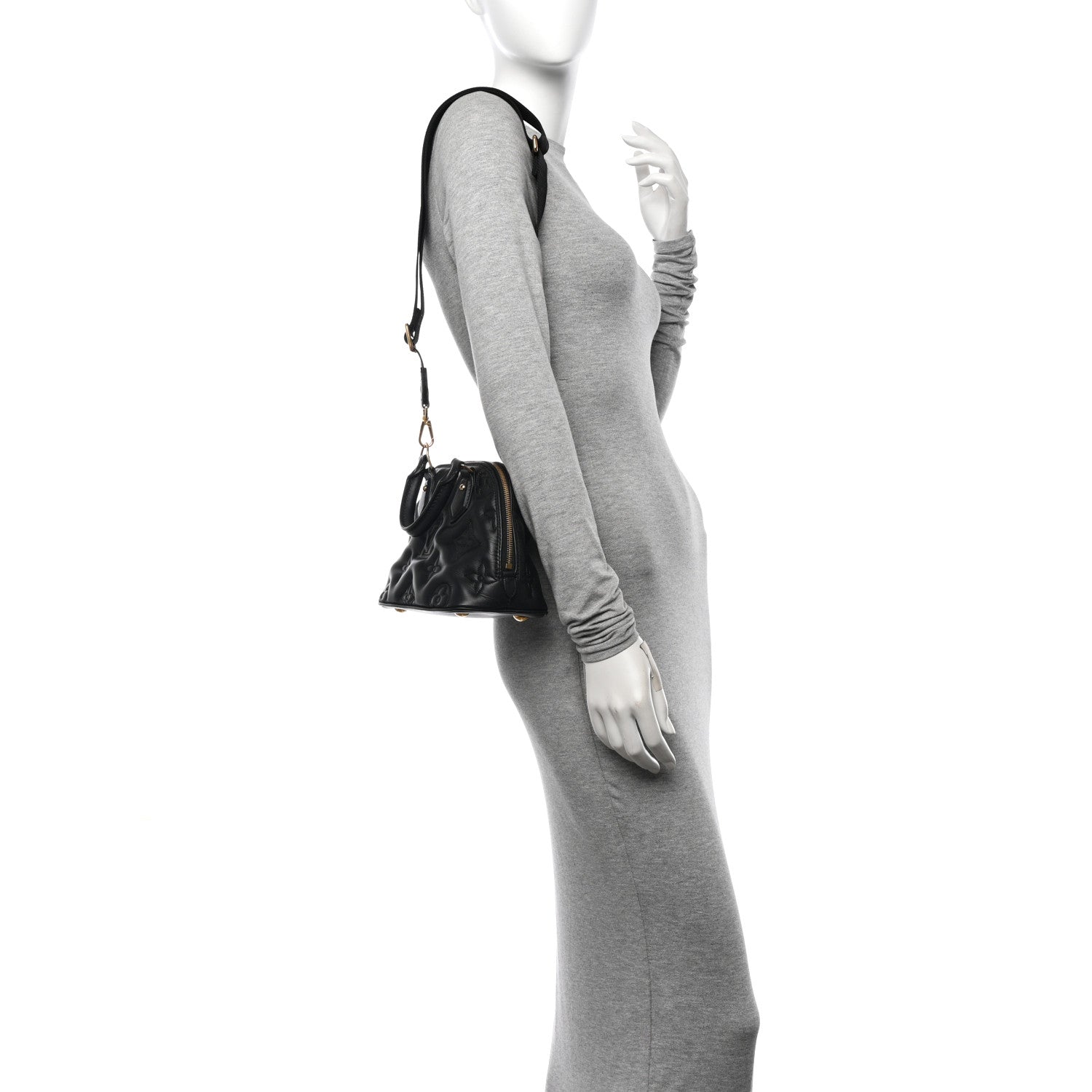 Louis Vuitton Calfskin Bubblegram Alma BB Black 2 of 11