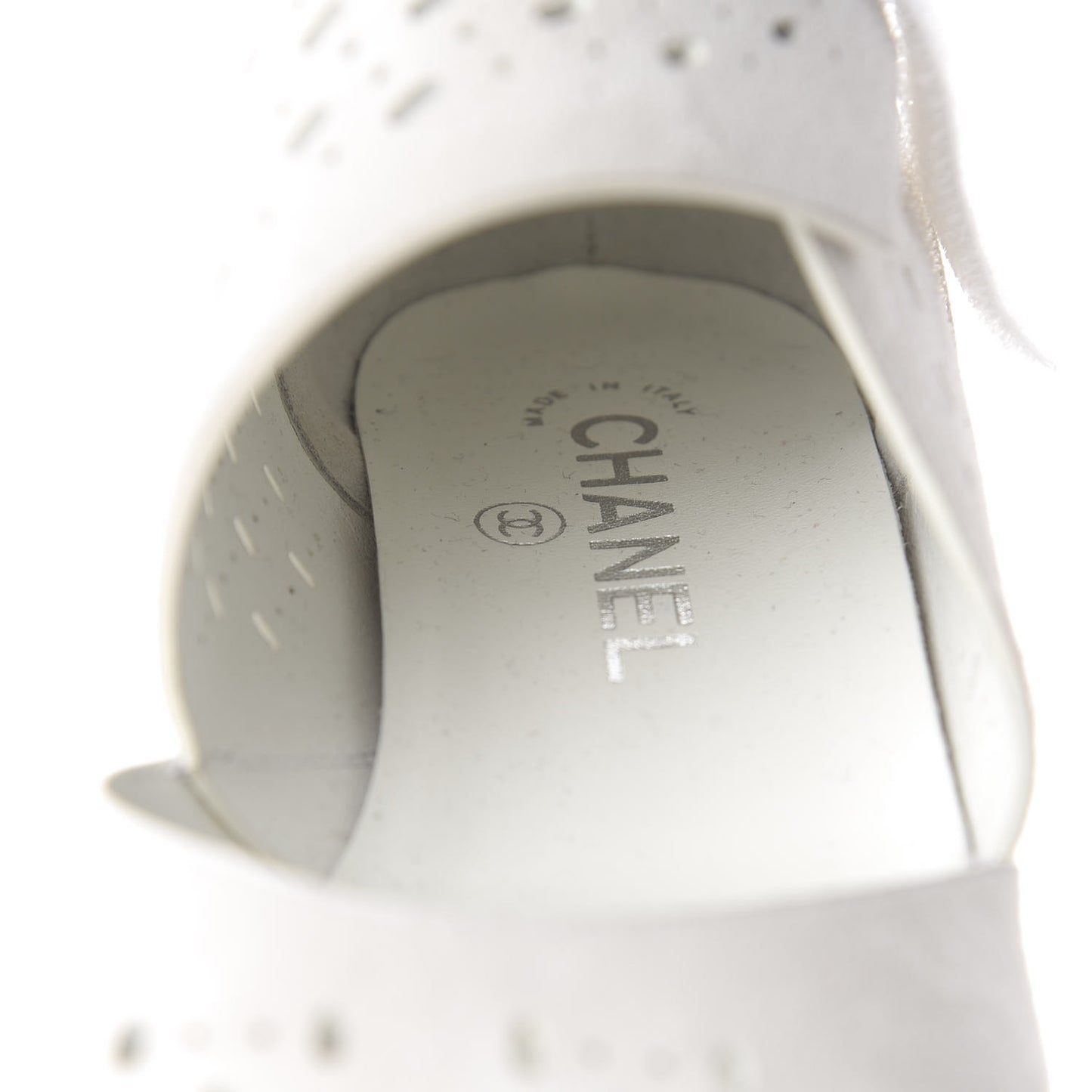 Suede Perforated Velcro Ankle Boots 38 White