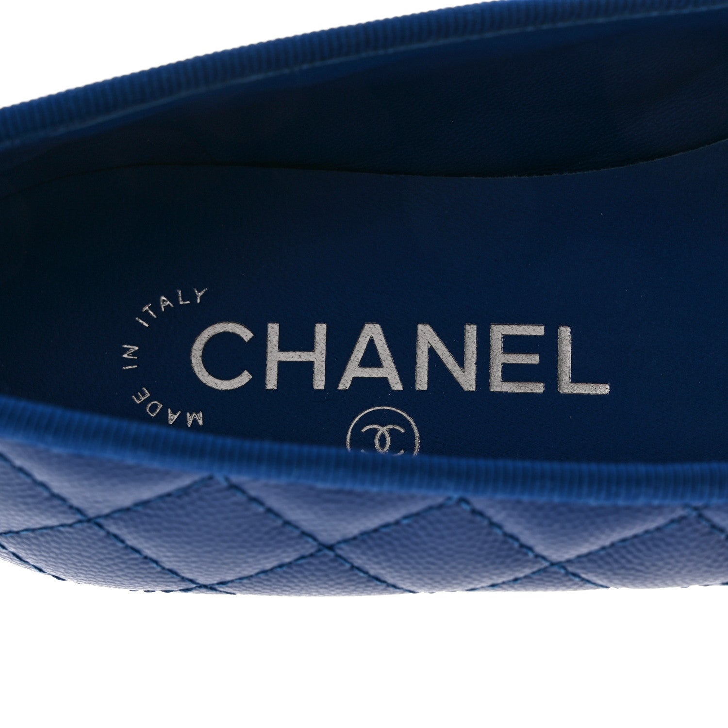 Chanel Caviar Quilted CC Cap Toe Ballerina Flats 36.5 Bright Blue 6 of 9