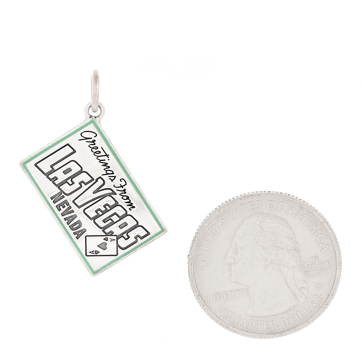 Tiffany Sterling Silver Enamel Las Vegas Postcard Charm Blue 2 of 5