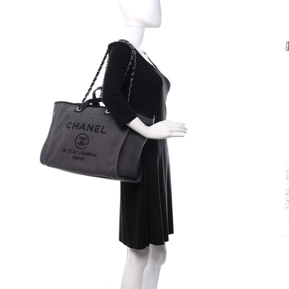 Chanel Canvas Sequin Large Deauville Tote Charcoal 2 of 9