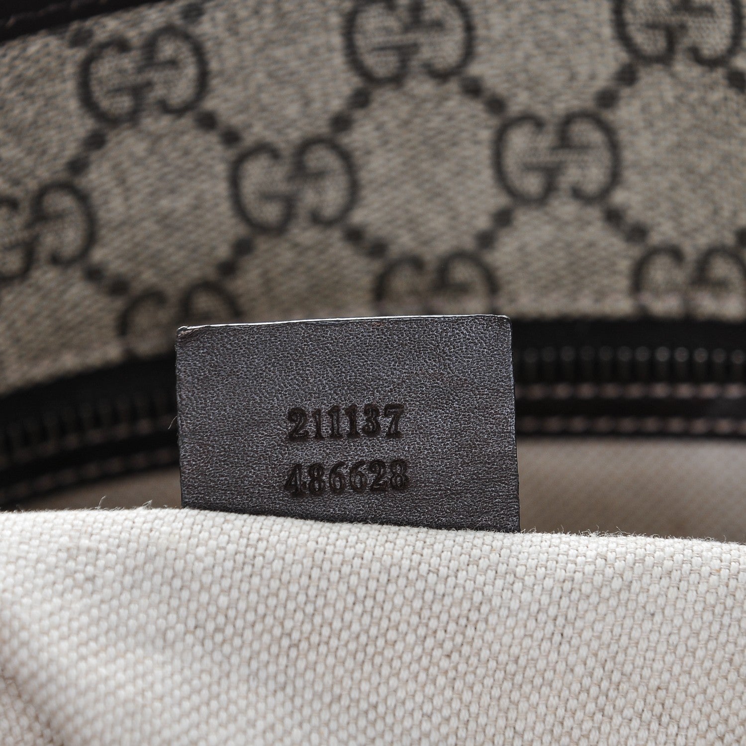 Gucci GG Supreme Monogram Medium Zippered Shopping Tote Dark Brown 7 of 7