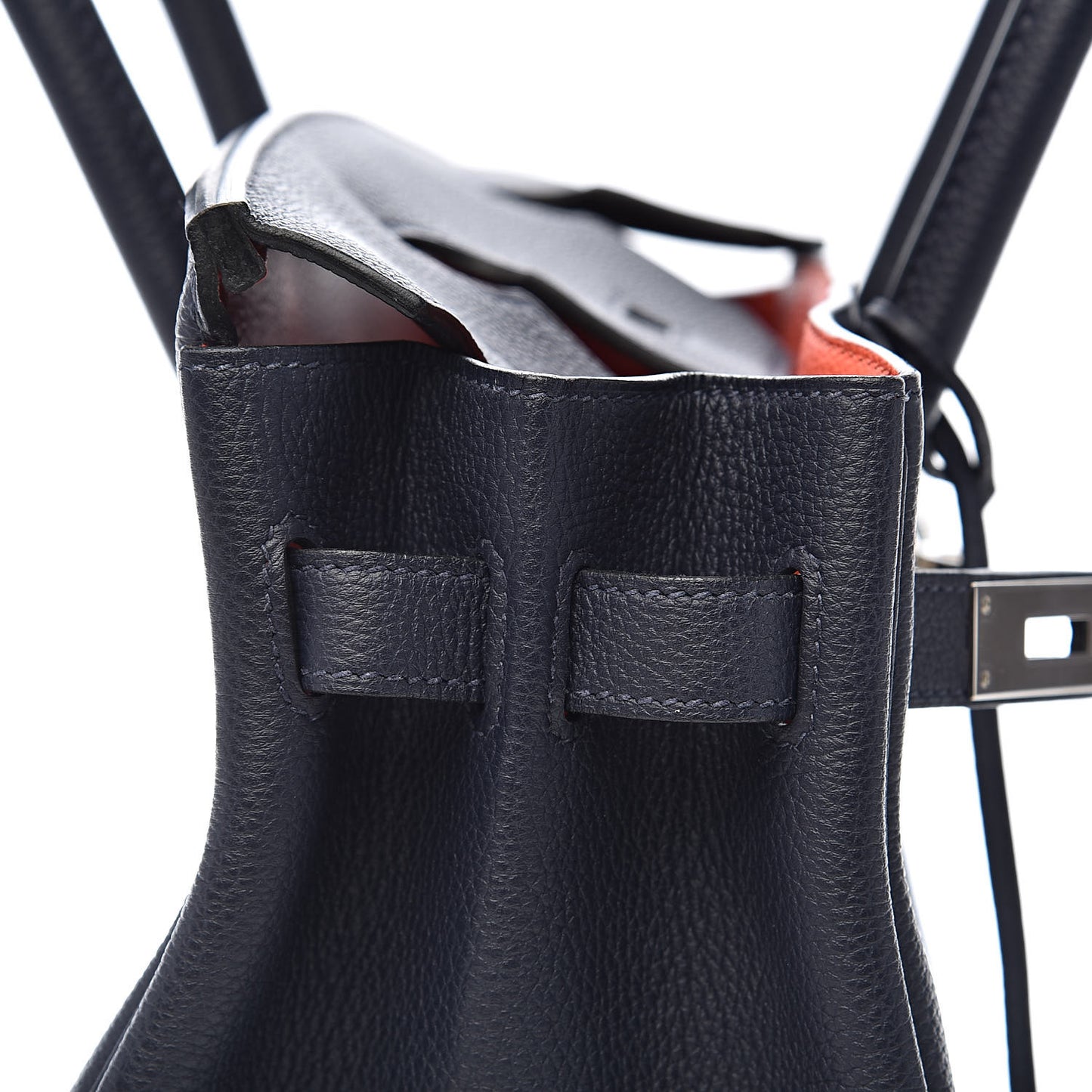 Togo Birkin Verso 30 Bleu Nuit Orange Poppy