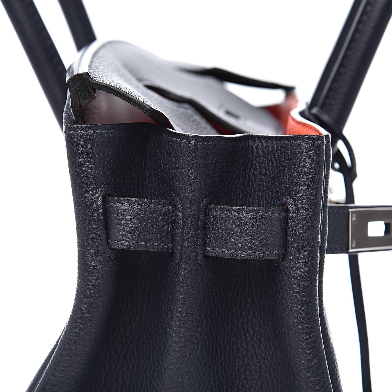 Hermes Togo Birkin Verso 30 Bleu Nuit Orange Poppy 22 of 34