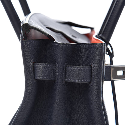 Hermes Togo Birkin Verso 30 Bleu Nuit Orange Poppy 22 of 34