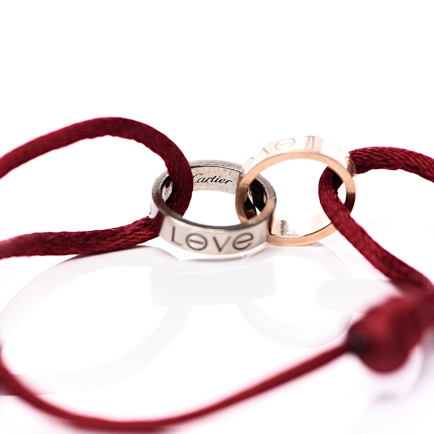 Cartier 18K Pink White Gold Love Bracelet Red 4 of 5