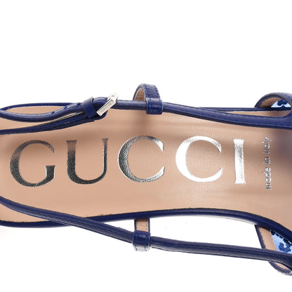 Gucci Tela Retino Nappa Charlotte Crystal GG Monogram Square G 35mm Slingback Pumps 38 Splash Net Blue Witch 8 of 9