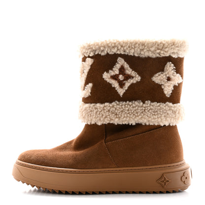 Louis Vuitton Suede Calfskin Shearling Snowdrop Flat Ankle Boot 37 Cognac 1 of 9