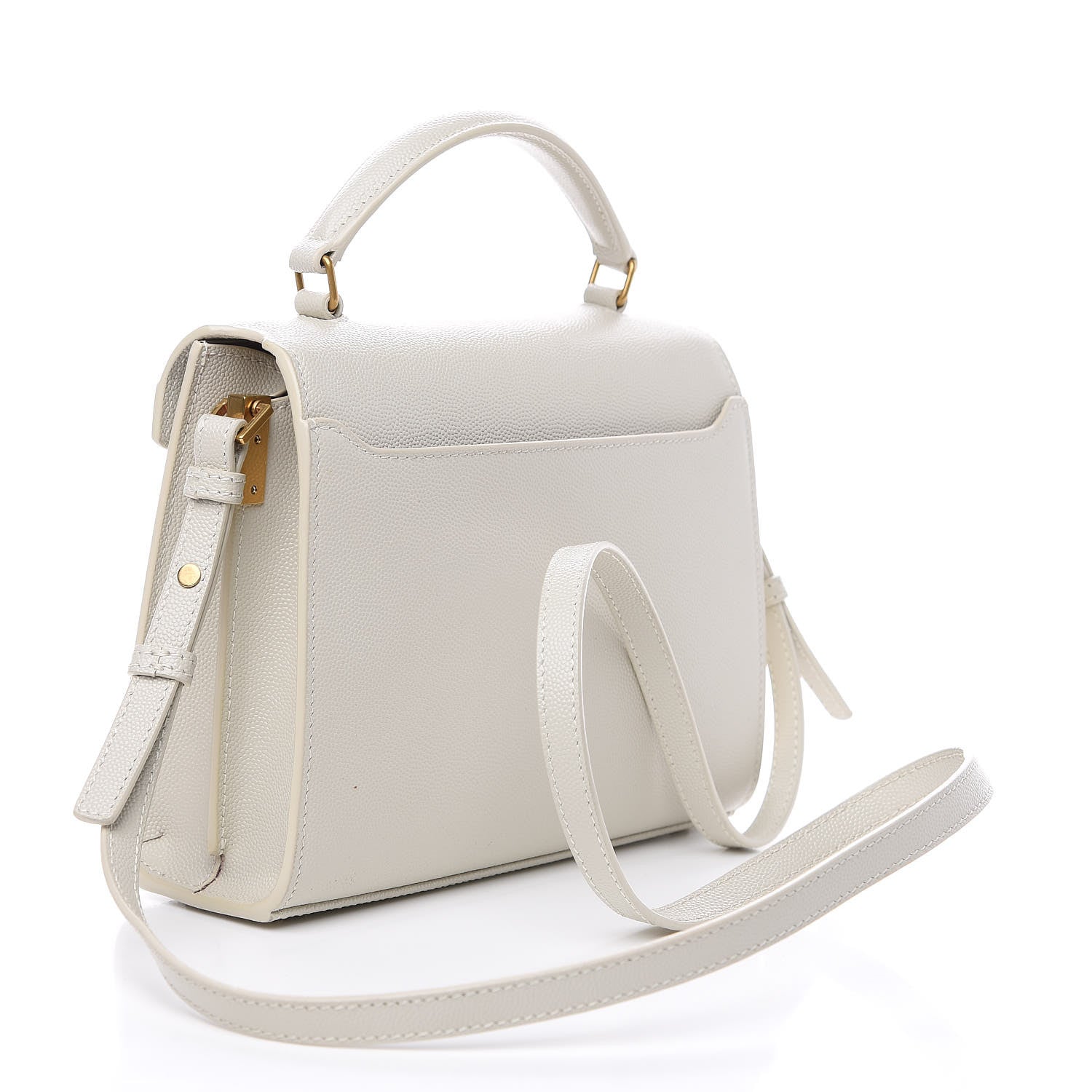 Saint Laurent Grain de Poudre Mini Classic Monogram Cassandra Top Handle Vintage White 2 of 8
