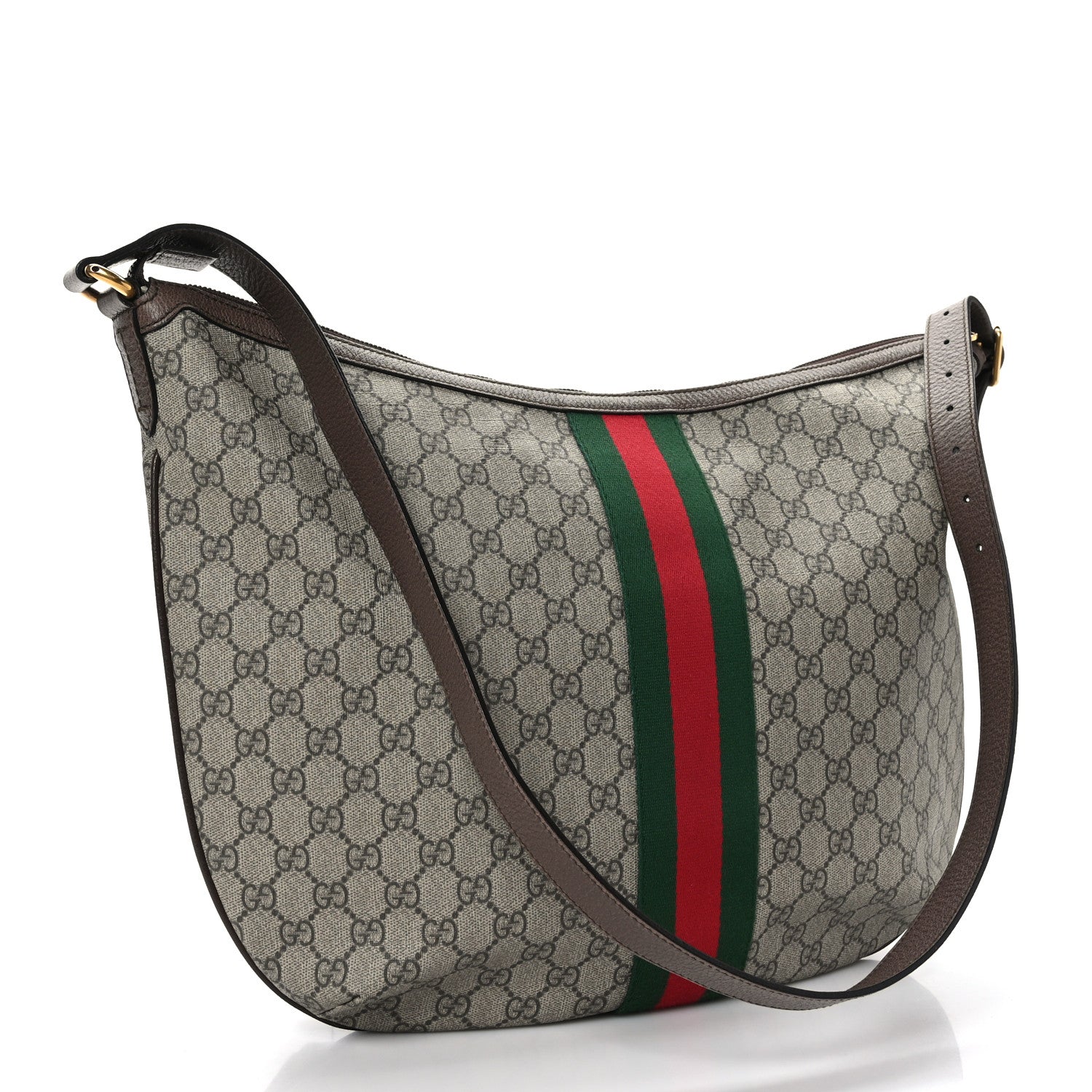 Gucci GG Supreme Monogram Web Ophidia Half Moon Hobo Brown 3 of 9