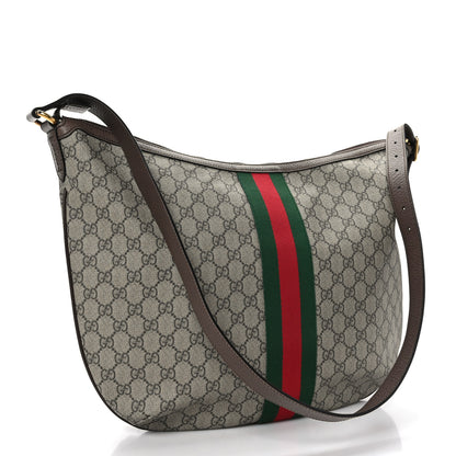 Gucci GG Supreme Monogram Web Ophidia Half Moon Hobo Brown 3 of 9