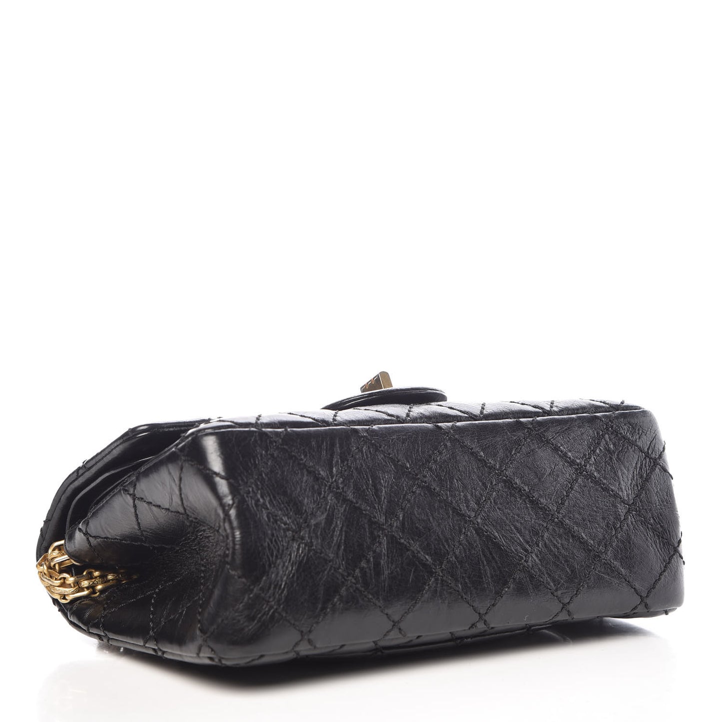 Aged Calfskin Quilted 2.55 Reissue 224 Flap Black