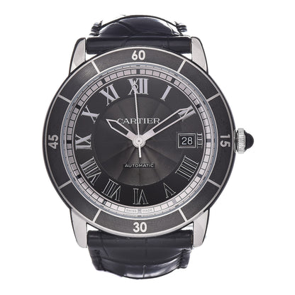 Cartier Stainless Steel Alligator 42mm Ronde Croisiere De Cartier Automatic Watch Black 1 of 9