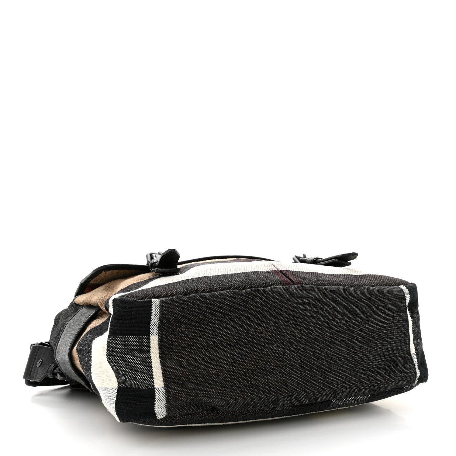 Burberry Canvas Mega Check Calfskin Addison Messenger Bag Black 4 of 14